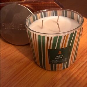 Bath & Body Works Fresh Balsam Striped Candle
